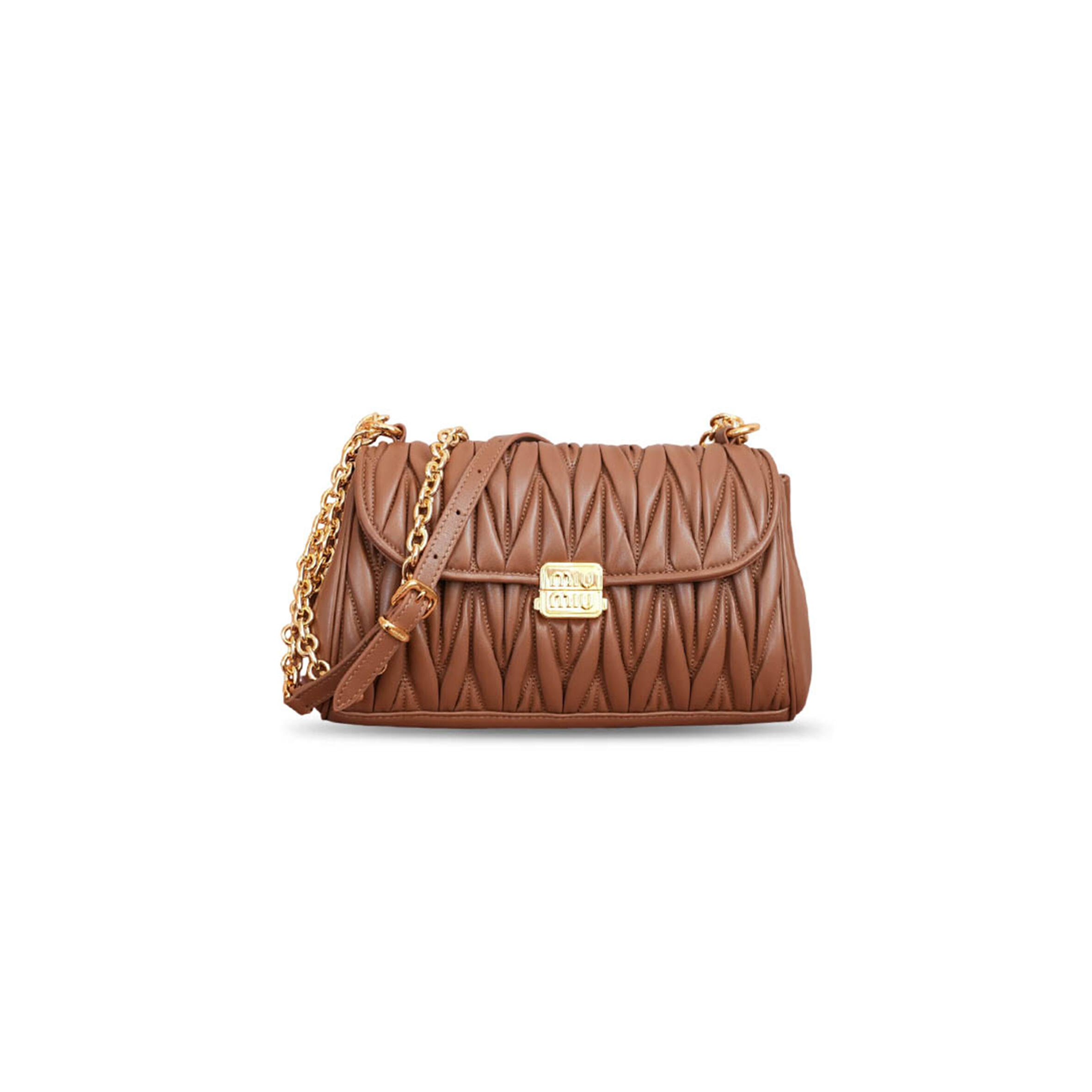 MIU MIU NAPPA MATELASSE SHOULDER BAG BLACK 5BD266 (24*13.5*9cm)